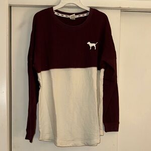 Maroon and White Long Sleeve Shirt
